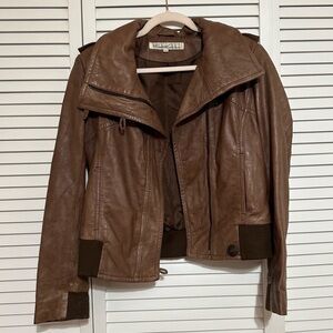 Kenneth Cole Leather Jacket Smooth, soft and light chocolate brown for Fall
